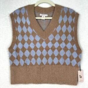 Sincerely Jules Sweater Vest Medium Academia Soft Cozy Old Money Twee Fuzzy Fur